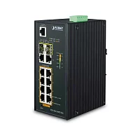 коммутатор/ PLANET IP30 Industrial L2/L4 8-Port 10/100/1000T 802.3at PoE + 2-Port 10/100/100T + 2-Port 100/1000X SFP Managed Switch (-40~75 degrees C), dual redundant power input on 48~56VDC terminal block, SNMPv3, 802.1Q VL (IGS-4215-8P2T2S)