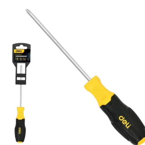 Крестовая отвертка Deli DL635150N PH1x150мм сталь Cr-V, двухкомпонентная прорезиненная рукоять