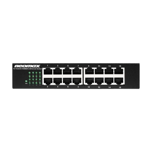 NEOMAX неуправляемый коммутатор NMS-116P-100-S, 16 портов 100 Mbps, металл desktop