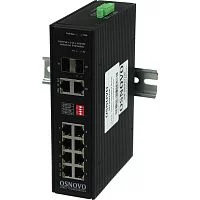 Промышленный PoE коммутатор Gigabit Ethernet OSNOVO SW-80822/IR Промышленный PoE коммутатор Gigabit Ethernet на 10 портов. Порты: 2 x GE (10/100/1000Base-T) с PoE BT (до 90W) + 6 x GE (10/100/1000Base-T) с PoE (до 30W) + 2 x GE RJ45 (10/100/1000