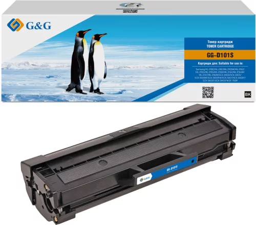 Картридж лазерный G&G GG-D101S черный (1500стр.) для Samsung Samsung ML-2160/ ML-2161/ ML-2165W/ ML-2162/ ML-2165/ ML-2166/ ML-2168/ ML-2164/ ML-2164W/ ML-2167/ ML-2168W; SCX-3400/ SCX-3405/ SCX-3405W/ SCX-3405FW/ SCX-3407/ SCX-3400F/ SCX-