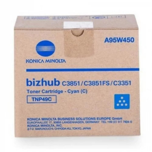Тонер-картридж Konica-MinoltaTNP-49C синий 12000 страниц для bizhub C3351/ C3851 (A95W450)