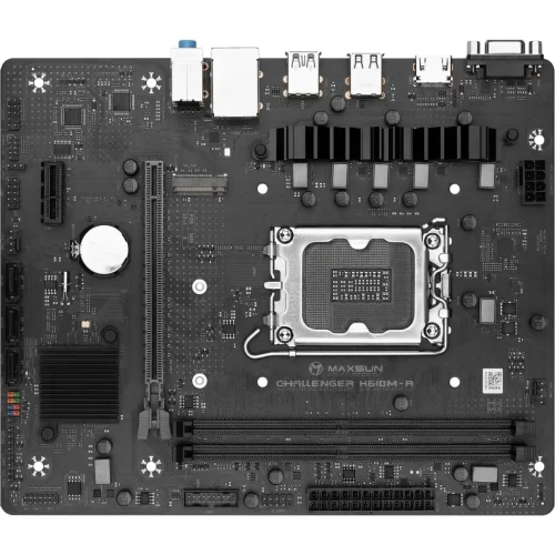 Материнская плата MAXSUN MS-Challenger H610M-R, LGA1700, H610, 2*DDR4, 3*SATA3, M.2, 2*USB 3.2, 4*USB 2.0, 1*PCIEx16, 1*PCIEx1, VGA+HDMI, mATX фото 2