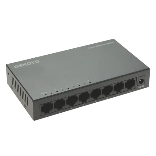 Неуправляемый коммутатор OSNOVO SW-8F Неуправляемый коммутатор Fast Ethernet на 8 портов. Порты: 8 x FE (10/100Base-TX). Auto MDI/MDIX Встроенная грозозащита 2кВ. В комплекте БП DC12V(1A). Размеры (ШхВхГ): 138 x 25 x 78мм. Ра