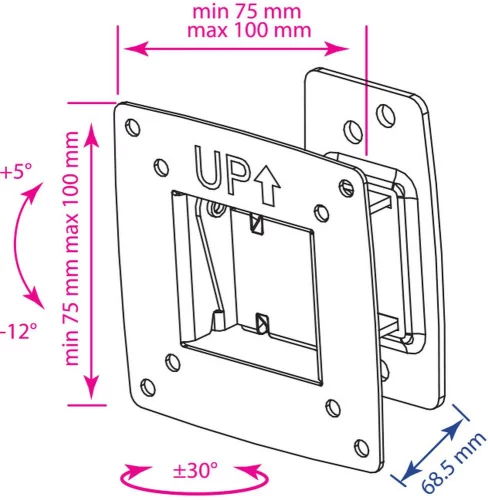 Кронштейн для телевизора Kromax OPTIMA-102 черный 10-28 макс.25кг настенный поворот и наклон (28002)