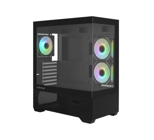 Корпус ZALMAN CHRONIX V2, ATX, BLACK, WINDOW, 1xCombo (3.5’’ or 2.5’’), 1x3.5’’HDD, 2x2.5’’SSD, 1xUSB2.0, 1xUSB3.0, 1xUSB Type-C, SIDE 2x120mm ARGB, REAR 1x120mm ARGB (CHRONIX V2 BLACK)