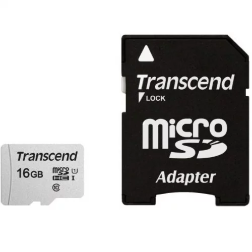 Карта памяти/ Transcend 16GB microSDHC Class 10 UHS-I U1 R95, W45MB/s with SD adapter (TS16GUSD300S-A)