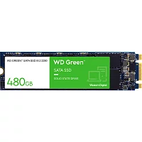 Твердотельные накопители/ WD SSD Green, 480GB, M.2(22x80mm), SATA3, 3D TLC, R/W 545/н.д., IOPs н.д./н.д., TBW н.д., DWPD н.д. (12 мес.) (WDS480G3G0B)