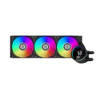 Система охлаждения/ PCCooler DA360 Pro ARGB Digital BK (300W, 360mm, LED temp., Black, ARGB/ Fans: 3x120mm, 75.8CFM, 33.7dBA, 2200RPM/ Pump height 57mm, 28dBA, 3000RPM, Rad thickness 27mm/ S: 1851, 1700, 1200, 20XX, 115X, AM5, AM4)