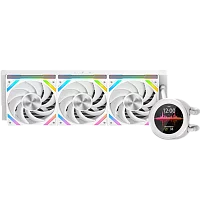 Водяное охлаждение для процессора/ Water Cooling System SAMA Q60 White (360mm, LED temp., White, ARGB/ Fans: 3x120mm, 86CFM, 30dBA, 2600RPM/ Pump height 64mm, 30dBA, 2800RPM, Rad thickness 27mm/ S: 18 (Q60-WHWANNO3-G)
