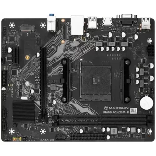 Материнская плата MAXSUN MS-Challenger A520M-K, AM4, A520, 2*DDR4, 3*SATA 3.0, 2*M.2, 2*USB 3.2, 4*USB 2.0, 1*PCIE 16, 1*PCIE 1, HDMI+VGA, mATX