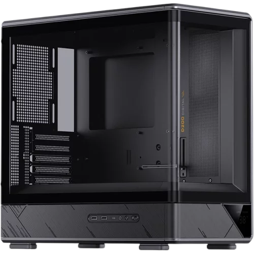 Корпус без блока питания/ Case JONSBO D200, Mini-Tower, TG, no fan, 2xUSB-A 3.0 + 1xUSB-C 3.2, mATX, mITX Black (D200 BLACK)