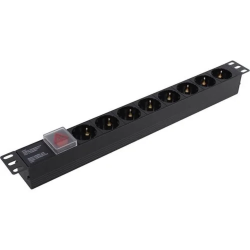 Exegate EX280840RUS Блок розеток ExeGate ServerPro PDU-19H801 Al-8S-C14-SW, 19, 1U, Алюм., 8Schuko, С14