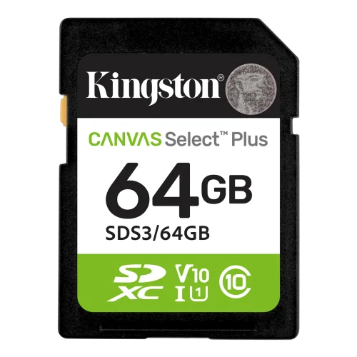 SecureDigital 64GB Kingston SDS3/64GB Canvas Select Plus V10 w/o adapter