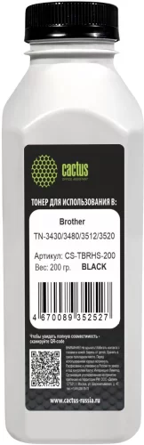 Тонер Cactus CS-TBRHS-200 черный флакон 200гр. для принтера Brother TN-3430/3480/3512/3520