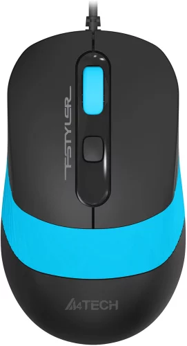 Мышь A4Tech Fstyler FM10S черный/ голубой оптическая (1600dpi) silent USB (4but) (FM10S USB BLUE)
