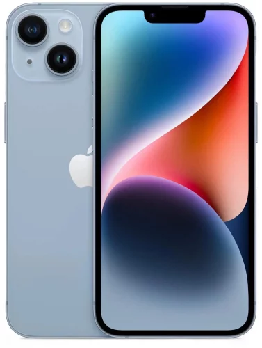 Смартфон Apple A2882 iPhone 14 128Gb 6Gb голубой моноблок 3G 4G 2Sim 6.1
