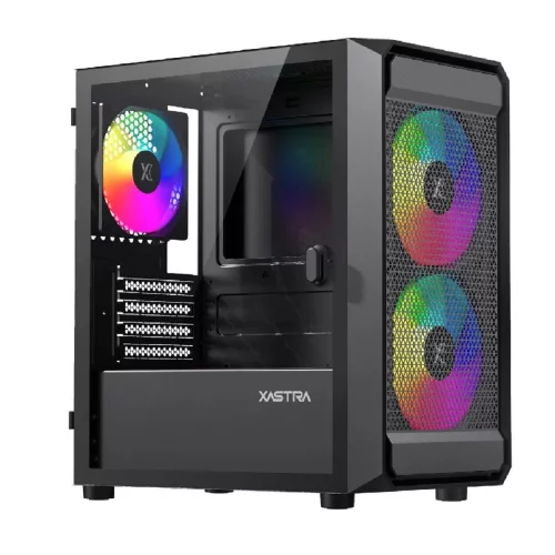 XASTRA Корпус A303M 3ARGB Black mATX/Mesh/ tempered glass / 2x140mm + 1x120mm ARGB PWM fans/ Door/ A303M-2FC14A-1FC12A-D фото 2