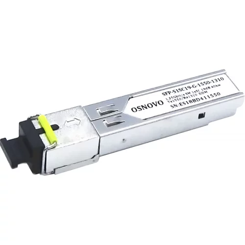 Oптический SFP модуль OSNOVO SFP-S1SC19-G-1550-1310 Оптический SFP Модуль. Одно волокно Single Mode. Скорость: до 1,25 Гбит/c. Тип разъема: SC. Оптический бюджет: 19дБ. Расстояние передачи - до 40км. Рабочая длина волны,нм