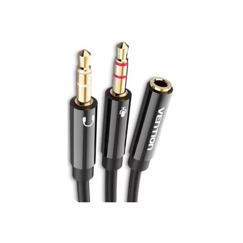 Переходник-разветвитель Vention гибкий Jack 3.5 mm F 4 pin/Jack 3.5 mm M x 2 (OMTP-CTIA) - 0.3м (BHDBY)