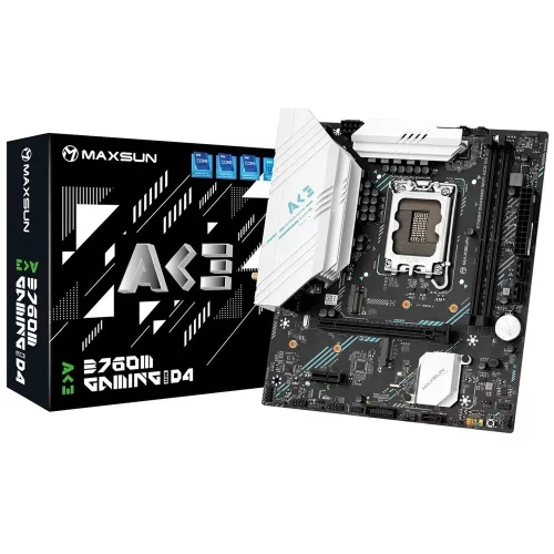 Материнская плата MAXSUN MS-B760M Gaming WIFI ACE, LGA1700, B760, 2*DDR5, 3*SATA3, 2*M.2, 4*USB 3.2, 2*USB 2.0, 1*PCIEx16, 1*PCIEx1, VGA+HDMI, mATX