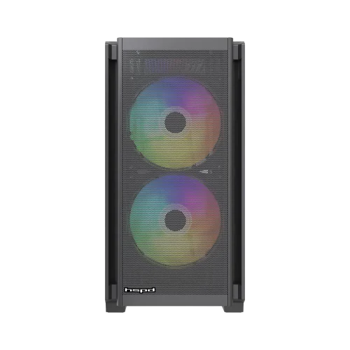 Корпус без блока питания/ Case HSPD M336, Mesh Mini-tower, Black, TG, 0.45 SPCC, 2x140mm ARGB + 1x120mm ARGB mATX, mITX 160/ 340/ 184mm 2x2.5, 2x3.5, 4xPCI 1xUSB-A 3.0, 2xUSB-A 2.0 385x200x390mm (M336-TGBK-ARGB)