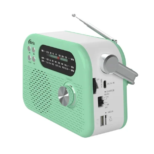 RITMIX RPR-045 MINT {Радиоприёмник портативный 3хдиапазонный FM/AM/SW,Bluetooth v.5.3, воспроизв. с USB и с карт пам. micro SD (до 32Gb)} фото 2