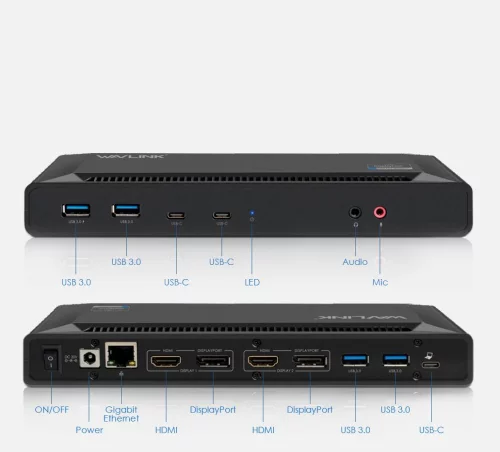 Док-станция WAVLINK USB-C&USB3.0 Ultra 5K(Dual 4K)Universal with 100W PowerDelivery Include 20V/ 6.5A Power Adapter/ 4xUSB3.0/ 2xUSB-C/ 2xDP 4K 60HZ/ 2xHDMI 4K 60HZ/ 1xGigabit LAN/ 1xAudio In/ Out (WL-UG69PD2 PRO) фото 3
