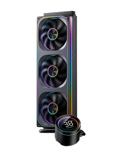 Система жидкостного охлаждения/ Water Cooling System JONSBO TH-360 Black (300W, 360mm, LED temp., Black, ARGB/ Fans: 3x120mm, 62.4CFM, 37.3dBA, 2400RPM/ Pump height 72mm, 30dBA, 2400RPM, Rad thickness