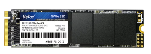 Netac SSD N930E Pro 128GB PCIe 3 x4 M.2 2280 NVMe 3D NAND, R/ W up to 970/ 650MB/ s, TBW 75TB, 3y wty (NT01N930E-128G-E4X)