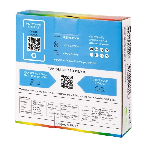 Вентилятор Arctic Cooling Вентилятор корпусной ARCTIC P12 PWM PST A-RGB (White) retail арт. ACFAN00254A фото 4