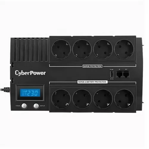 ИБП CyberPower BR700ELCD, Line-Interactive, 700VA/420W, 8 Schuko розеток, USB&USB Charger, RJ11/RJ45, LCD дисплей, Black, 0.23х0.33х0.2м., 6.2кг./ UPS Line-Interactive CyberPower BR700ELCD 700VA/420W LCD USB/RJ11/45 (4+4 EURO) фото 2