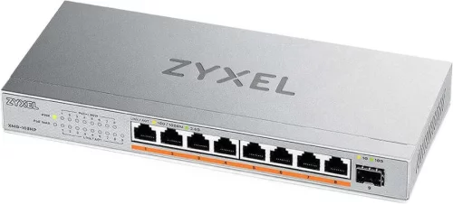 Коммутатор/ Мультигигабитный PoE++ коммутатор Zyxel XMG-108HP, 8xRJ-45: 1/2.5G PoE++, 1xSFP+, настольный, бесшумный, бюджет PoE 100 Вт (XMG-108HP-EU0101F)