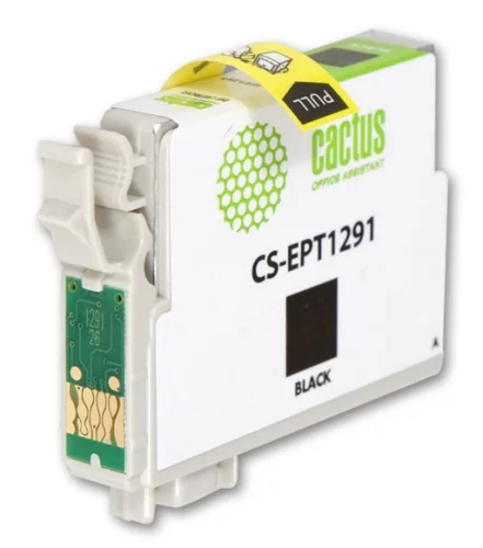 Картридж струйный Cactus CS-EPT1291 T1291 черный (15мл) для Epson Stylus Office B42/BX305/BX305F/BX320/BX525/BX625/SX420/SX425/SX525/SX620 с чипом