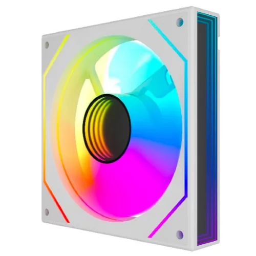 Powercase Вентилятор (M52-12W ARGB) White120x120x25mm (PWM, 100шт./ кор, 4pin PWM (M+F)+ 3pin ARGB (M+F), 600-1800±10% об/ мин) Bulk фото 3