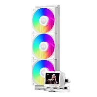 Система охлаждения/ Water Cooling System PCCooler GT360 ARGB Display WH (310W, 360mm, LED temp., White, ARGB/ Fans: 3x120mm, 99CFM, 41.5dBA, 3000RPM/ Pump 15dBA, 2600RPM, Rad thickness 27mm/ S: 1851,