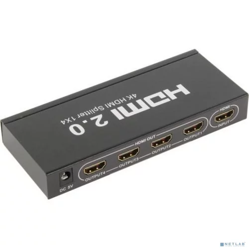 ORIENT HSP0104HL-2.0, HDMI 4K Splitter 1->4, HDMI 2.0/ 3D, UHDTV 4K/ 60Hz (3840x2160)/ HDTV1080p, HDCP2.2, внешний БП 5В/ 2.0А, метал.корпус (30680)
