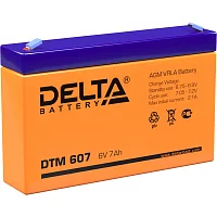Батарея DELTA серия DTM, DTM 607, напряжение 6В, емкость 7Ач (разряд 20 часов), макс. ток разряда (5 сек.) 105А, макс. ток заряда 2.04А, свинцово-кислотная типа AGM, клеммы F1, ДxШxВ 151х34х94мм., ве