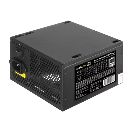 Exegate EX292150RUS Блок питания 450W ExeGate 80 PLUS® 450PPH-LT (ATX, APFC, КПД 82% (80 PLUS), 12cm fan, 24pin, (4+4)pin, PCIe, 5xSATA, 3xIDE, RTL, black) фото 2