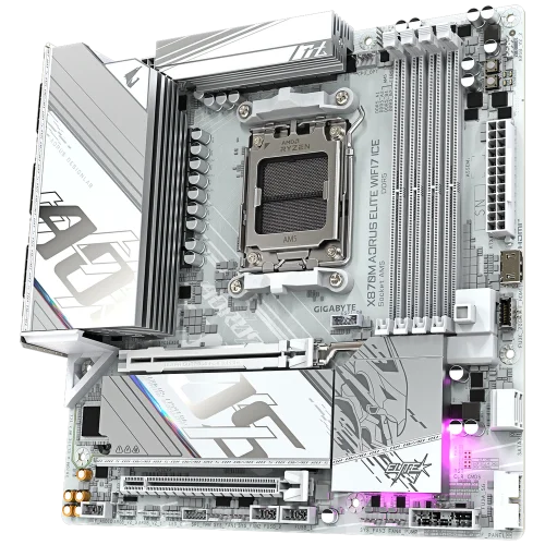 Материнская плата Gigabyte X870M AORUS ELITE WIFI7 ICE X870, AM5, 4*DDR5, 2*PCIEx16, 2*M.2, 1*TypeC, 2*USB3.2Gen2, 6*USB3.2Gen1, 8*USB2.0, 2*SATA3.0, 2.5G, 2*TypeC(DP), HDMI, M-ATX, RTL фото 4