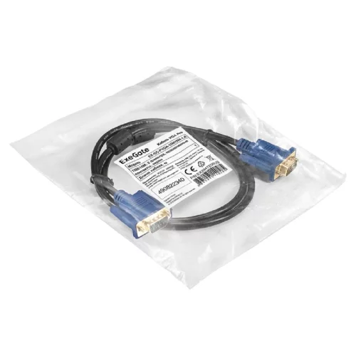 Exegate EX294725RUS Кабель VGA Pro ExeGate EX-CC-PVGA-15M15M-1.0 (15M/ 15M, 1м, 2 фильтра, позолоченные контакты, экран) фото 2