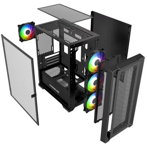 Powercase ByteFlow Micro Black, Tempered Glass, 4х 120mm ARGB fans, ARGB HUB, чёрный, mATX (CAMBFB-A4) фото 8