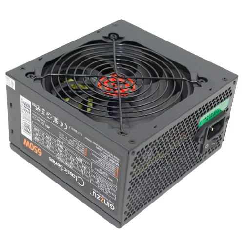 Ginzzu CB650 12CM black,24+4p,2 PCI-E(6+2), 4*SATA, 3*IDE,оплетка MB, кабель питания