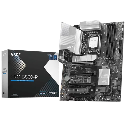 Материнская плата MSI PRO B860-P B860, LGA1851, 4*DDR5, 4*PCIEx16, 3*M.2, 1*TypeC, 2*USB3.2Gen2, 6*USB3.2Gen1, 8*USB2.0, 4*SATA3.0, 5G, Type-C(DP), DP, HDMI, ATX, RTL