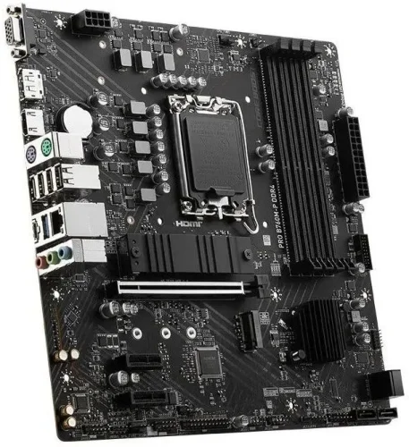 Материнская плата MSI PRO B760M-P DDR4 (PRO B760M-P DDR4) Материнская плата/ MB MSI INTEL B760 s1700, 4xDDR4(128GB), D-SUB/HDMI 1.4/DP, 1xPCIe 4.0x16, 2xPCIe 4.0, 1xLAN, 4xSATA 6Gb/s, 2xM.2, 1xUSB-C, 1xUSB 3.2, 4xUSB 2.0, 2xPS/2, mATX (PRO B760M-P DDR4) фото 3