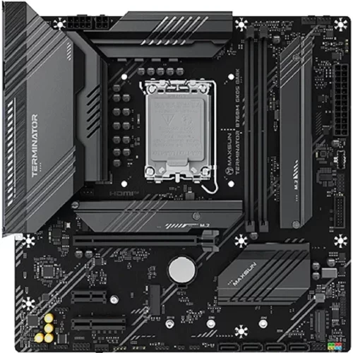 MAXSUN MS-Terminator B760M GKD5 DARK (Socket 1700, mATX, 2*DDR5, DP/HDMI, 4*SATA3, 3*M.2, 1*PCIEx16/1*PCIEx4/1*PCIEx1, LAN 1*2.5G , 6*USB2.0, 2*USB 3.2, 2*ARGB+1*RGB, black, RTL) фото 2