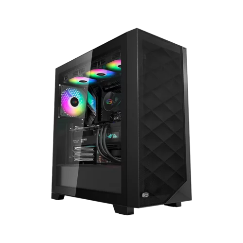 Корпус без блока питания/ Case PCCooler C3D510 BK ARGB, Midi-Tower, TG, Mesh, 3x120mm ARGB, 2xUSB-A 3.0, E-ATX, ATX, mATX, mITX Black