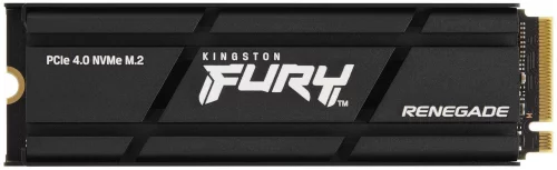 Твердотельный накопитель/ Kingston SSD Fury Renegade, 1000GB, M.2(22x80mm), NVMe, PCIe 4.0 x4, 3D TLC, R/W 7300/6000MB/s, IOPs 900 000/1 000 000, DRAM buffer 1024MB, TBW 1000, DWPD 0.55, with Heat Spreader (12 ме (SFYRSK/1000G)