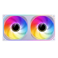 Кулер для корпуса/ Case Cooler JONSBO ZB-240WR Reverse (2x120x120mm, 4-pin PWM, ARGB, 65.26CFM, 36.6dBA, 2400RPM, White, Single-Frame RGB Fan Unit)