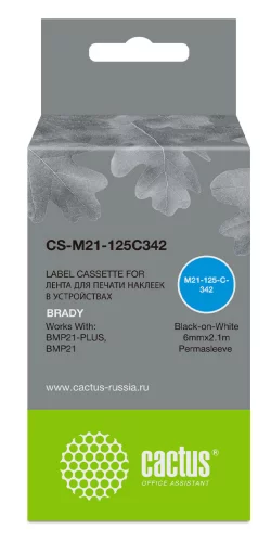Картридж ленточный Cactus CS-M21-125C342 черный на белом 6x2.1 для Brady BMP21-PLUS, BMP21, BMP21-LAB